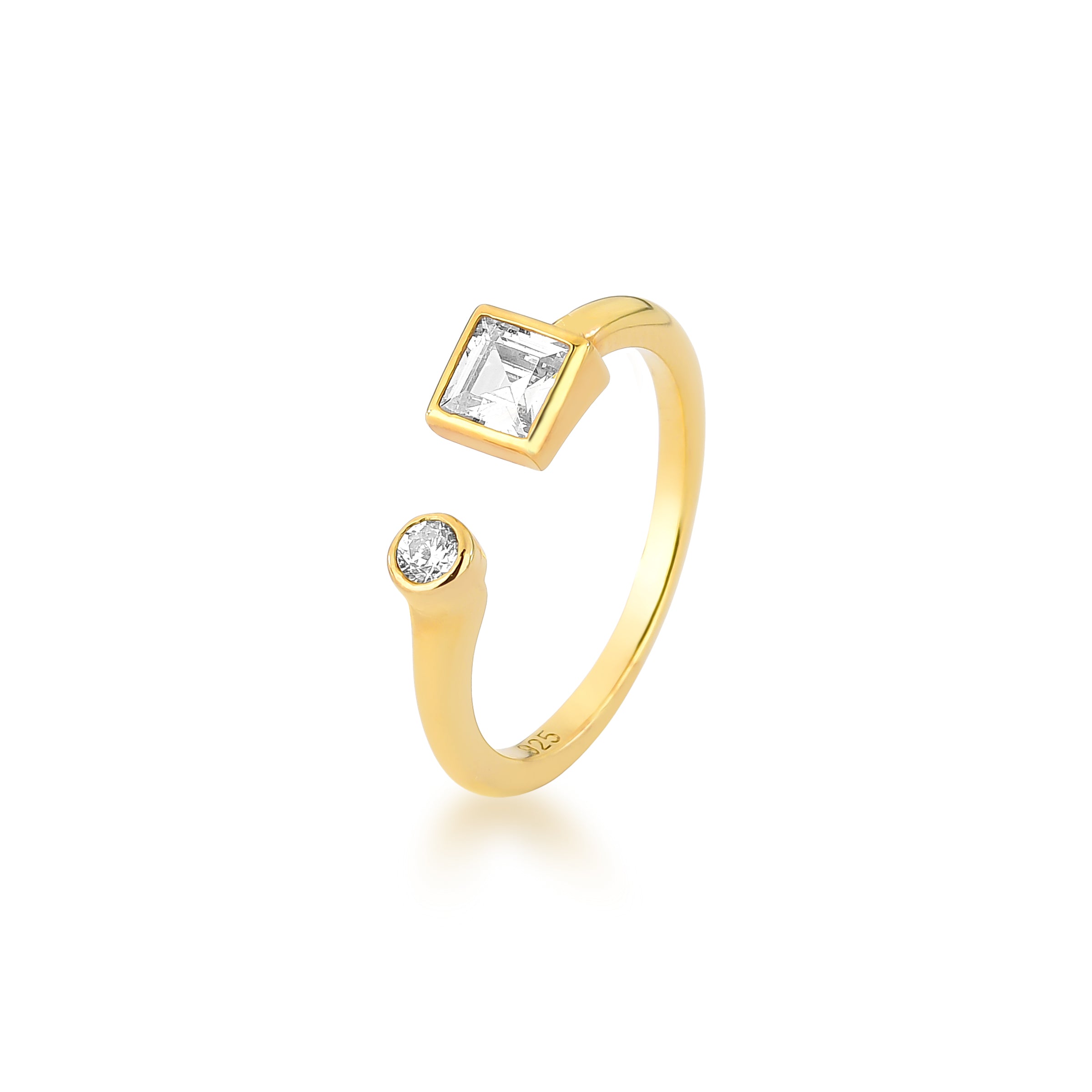 ANEL CHAIN QUADRADO - OURO 18k E TOPÁZIO INCOLOR