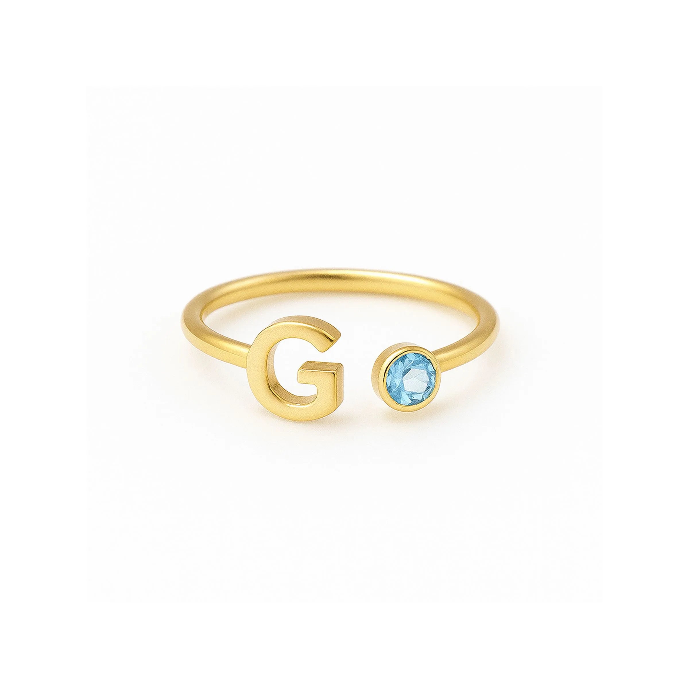 Anel inicial e pedra do aniversário – Ouro 18k