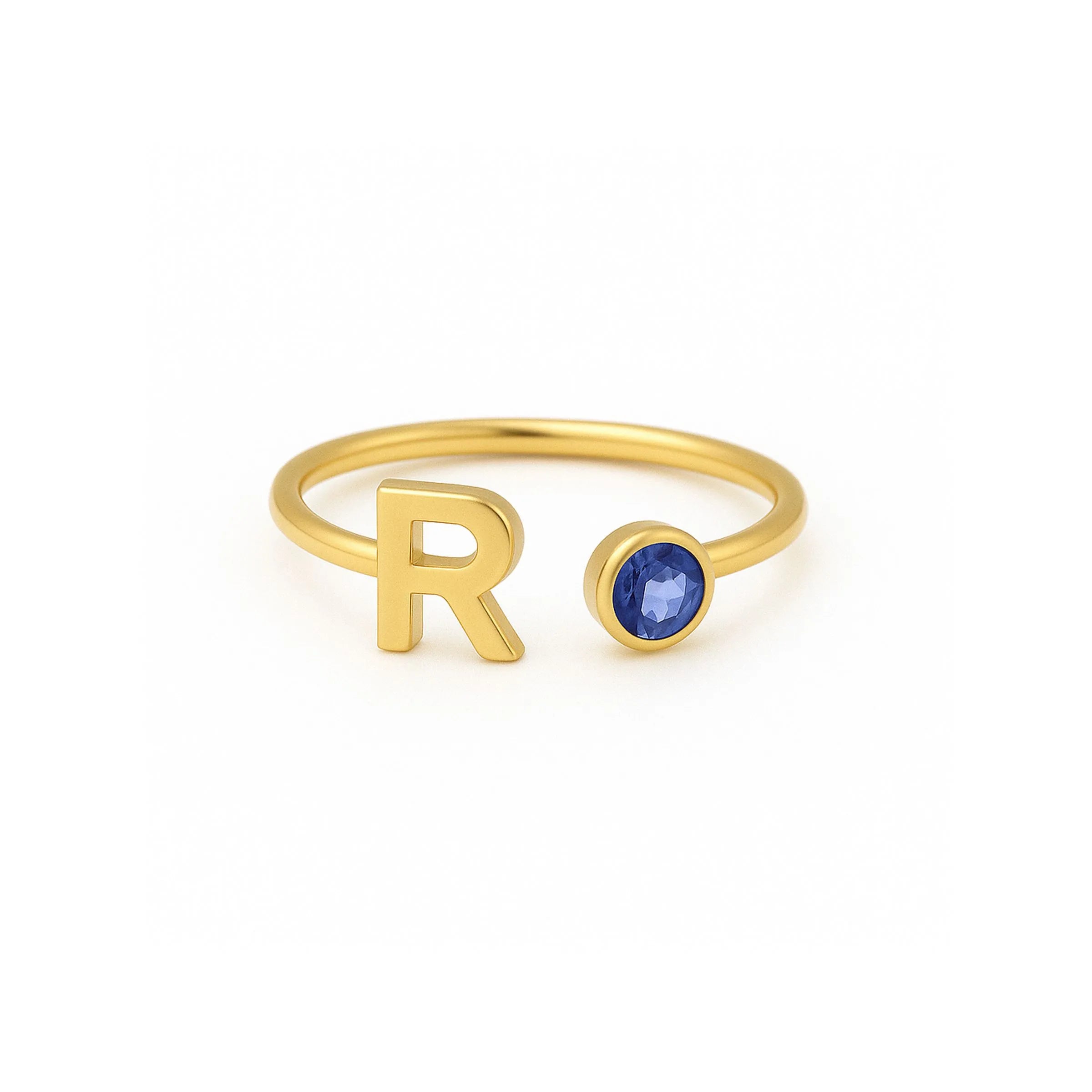 Anel inicial e pedra do aniversário – Ouro 18k