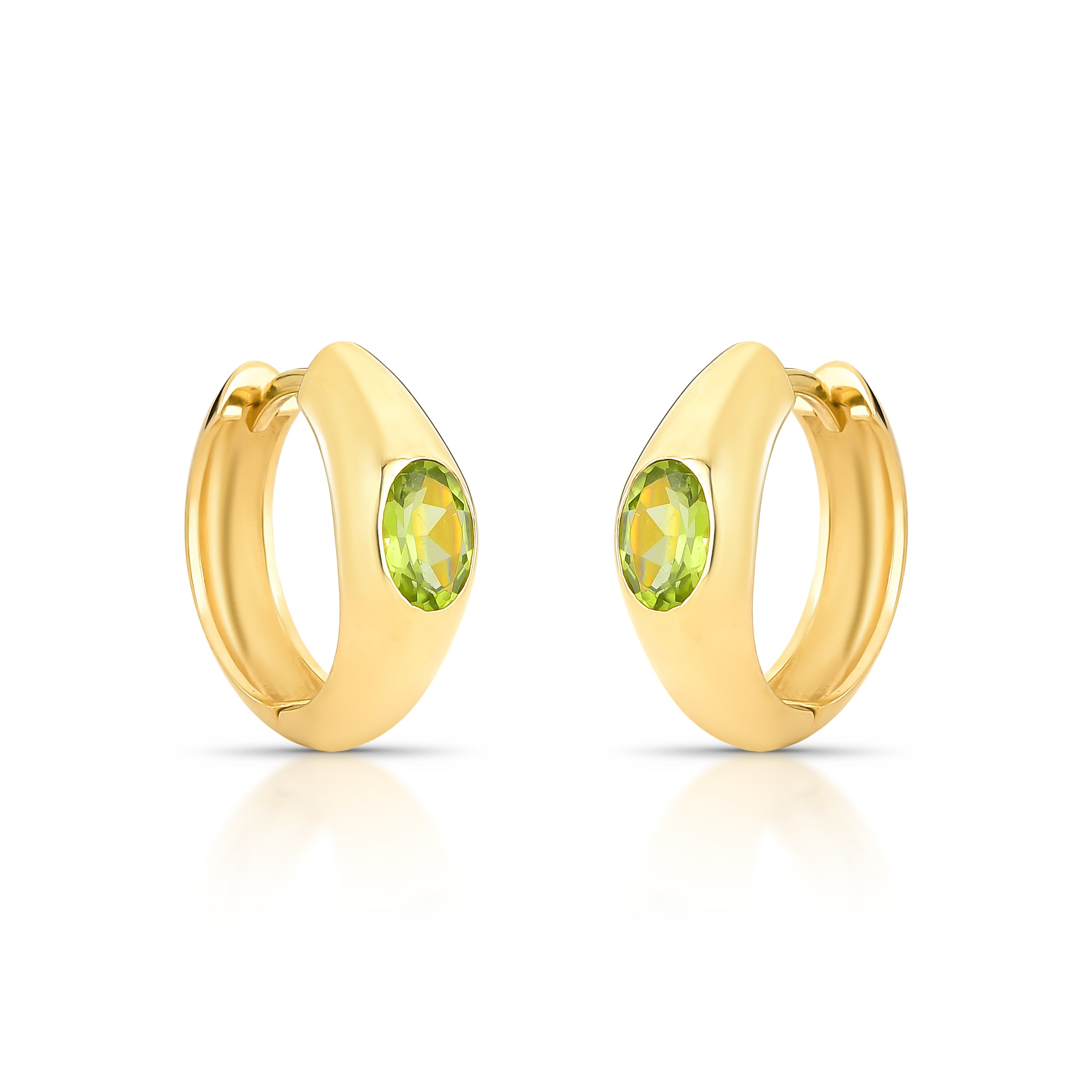 BRINCO ARGOLA BOMBÉ PEDRA OVAL - Ouro 18k Marine Joias