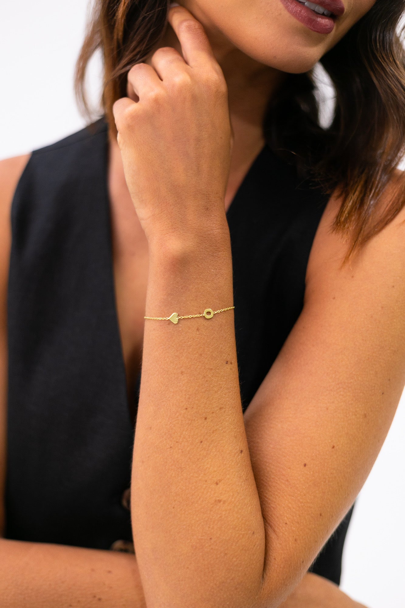 PULSEIRA  O E CORACAO - PRATA COM BANHO DE OURO Marine Joias
