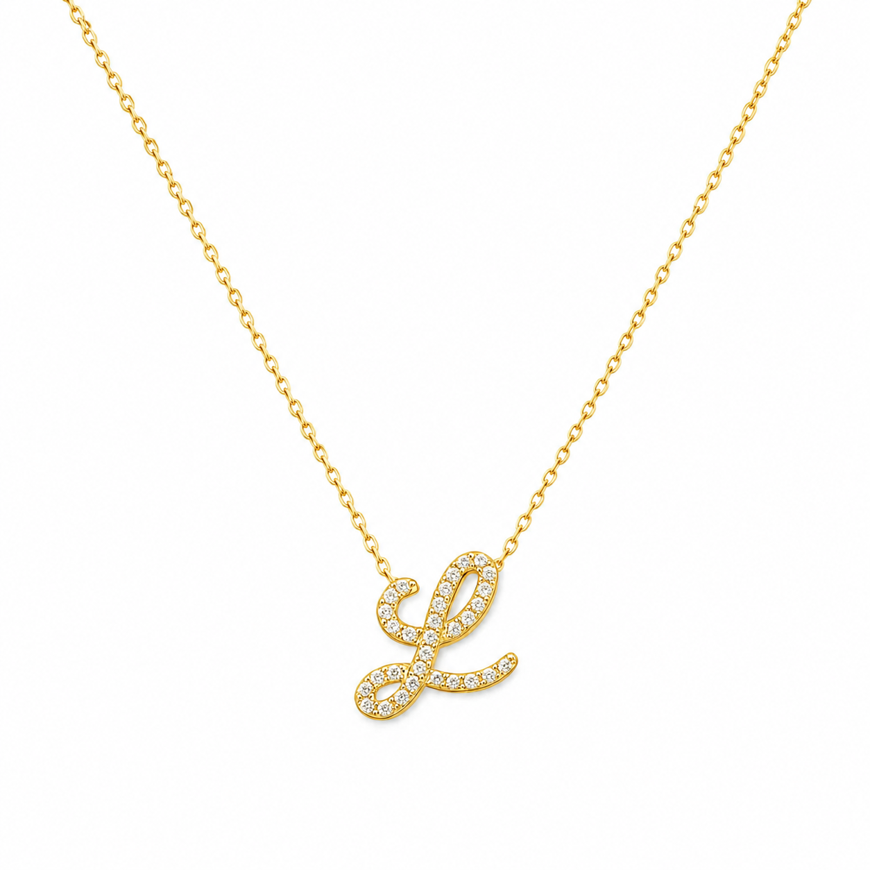 Colar 1 inicial cravejada – Ouro 18k e diamantes Marine Joias