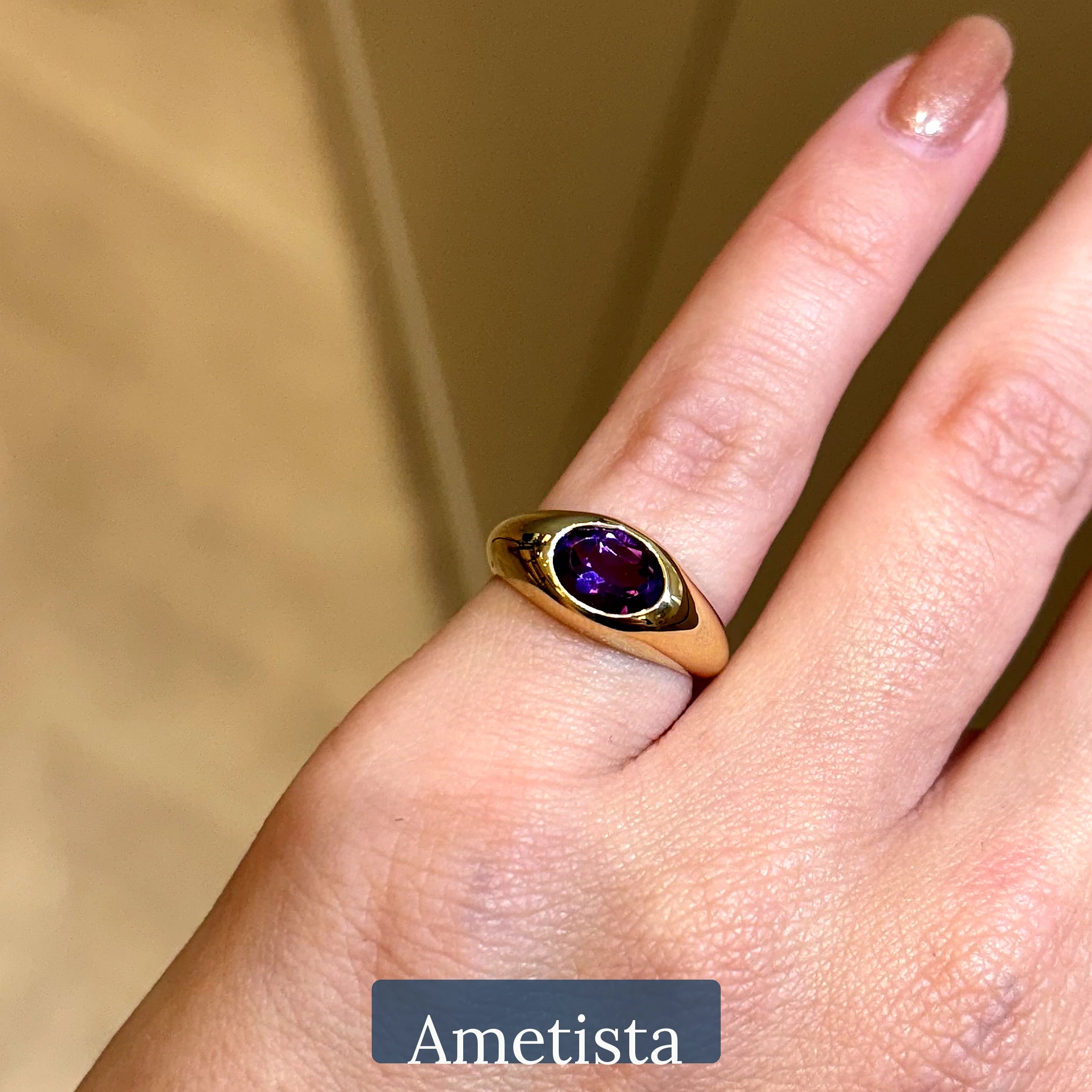 ANEL DE DEDINHO PEDRA OVAL - Ouro 18k Marine Joias