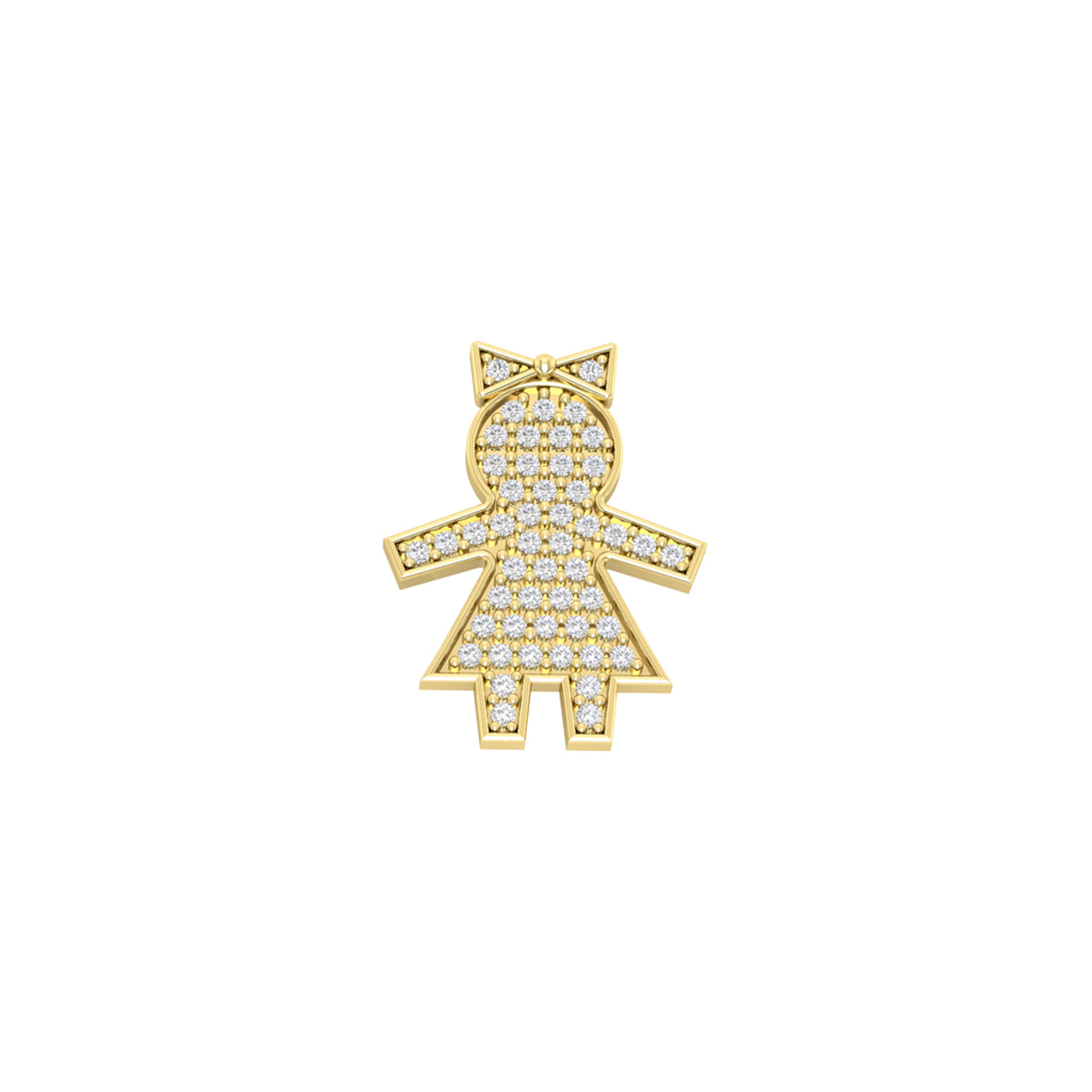 PINGENTE MENINA- OURO AMARELO 18k E DIAMANTES