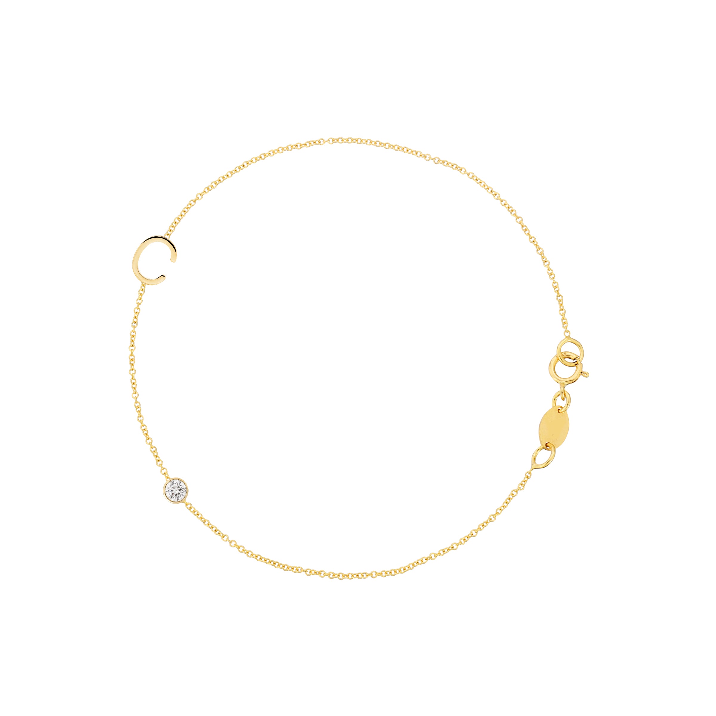PULSEIRA 1 LETRA E DIAMANTE - OURO 18k