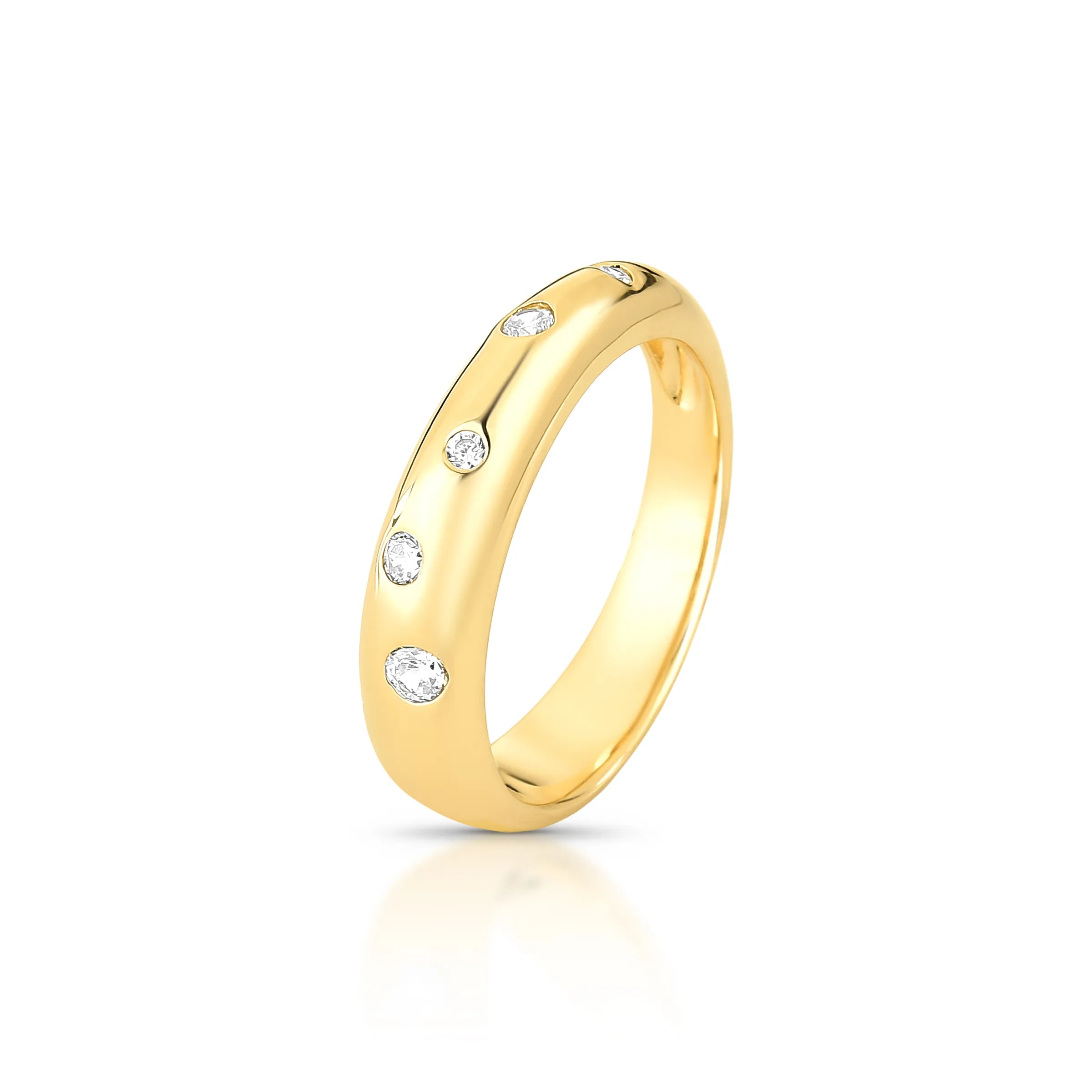 ANEL ASSIMÉTRICO COM PONTOS DE LUZ – Ouro 18k Marine Joias