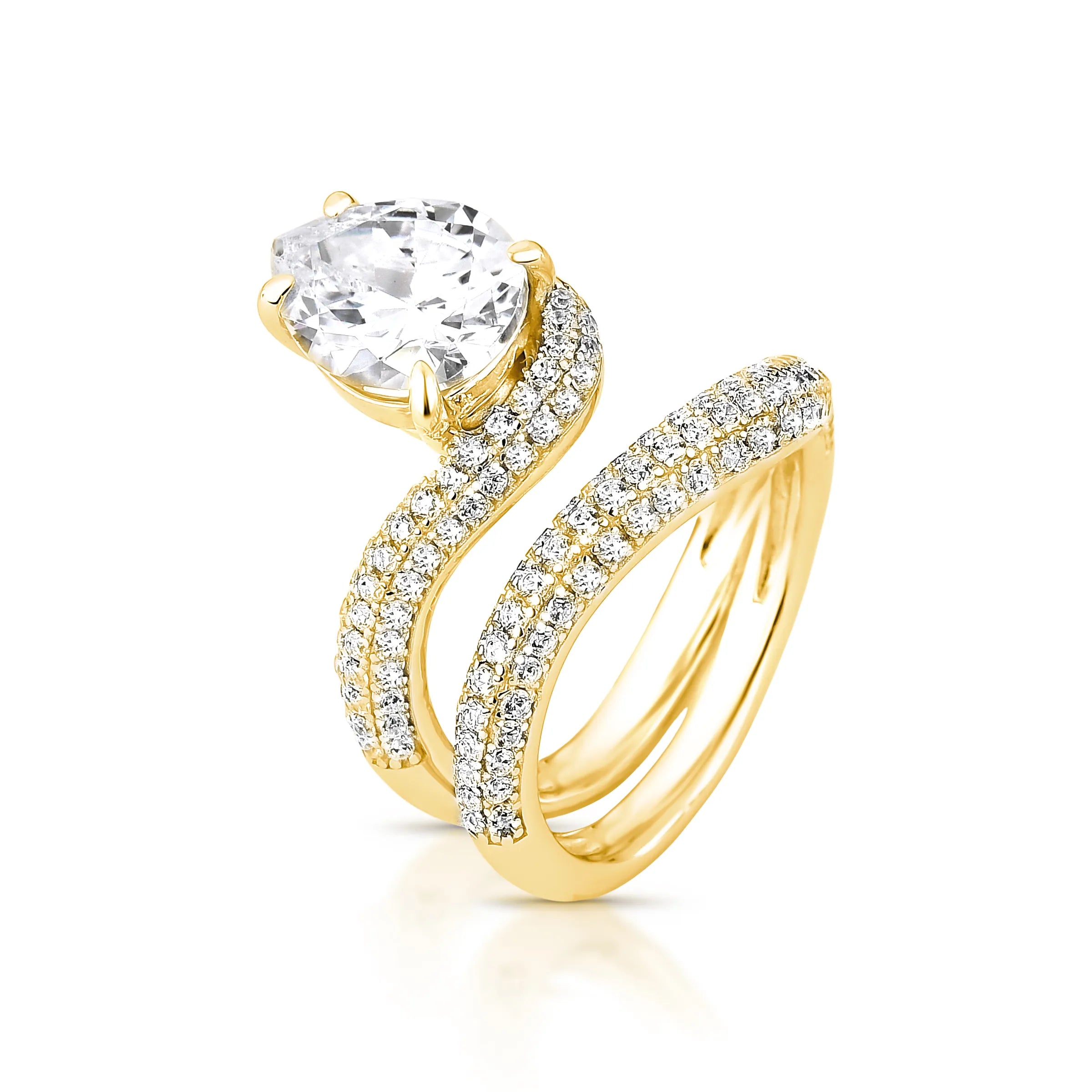 ANEL ONDULADO GOTA TOPÁZIO ARO CRAVEJADO – Ouro 18k Marine Joias