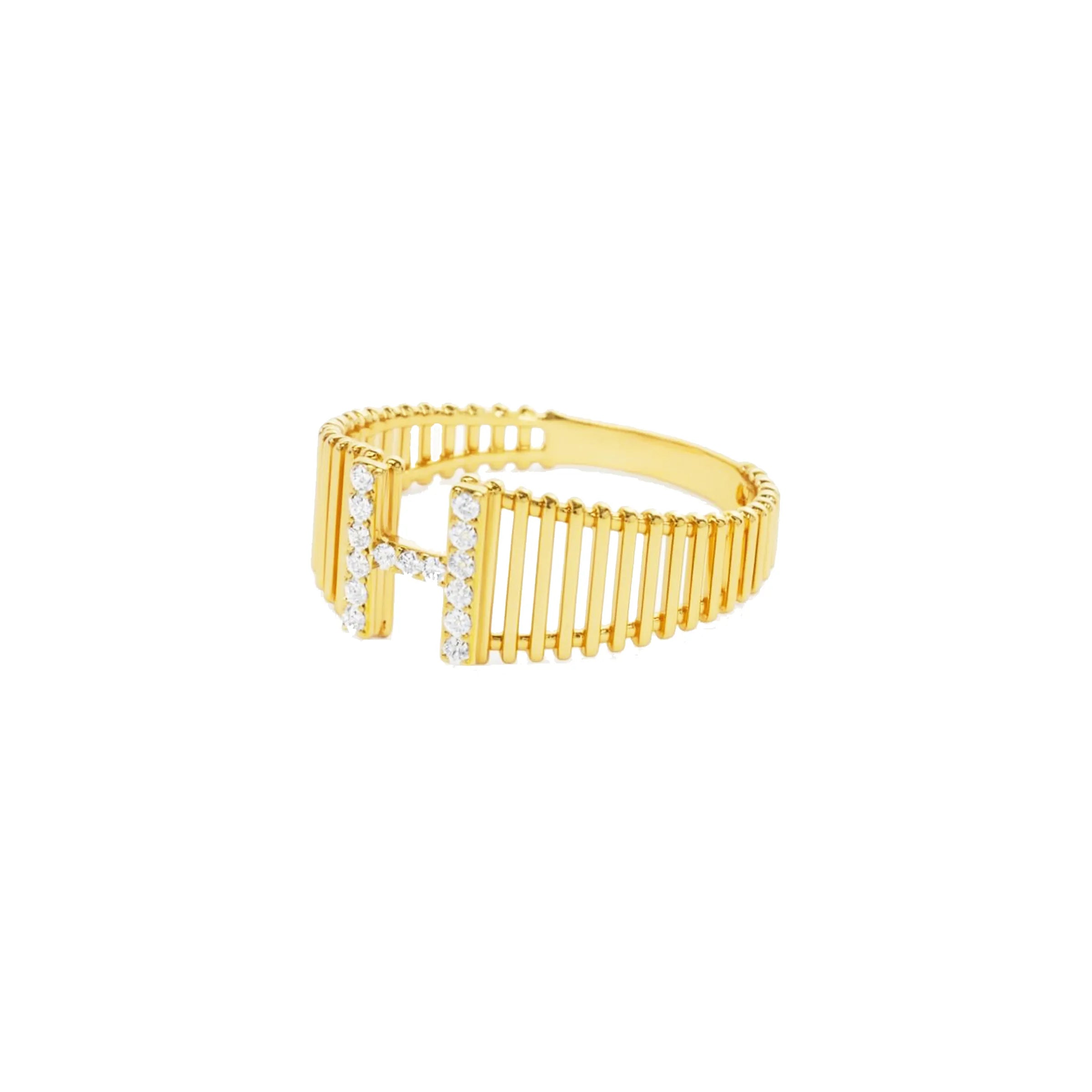 Anel Inicial personalizada – Ouro 18k e Diamantes