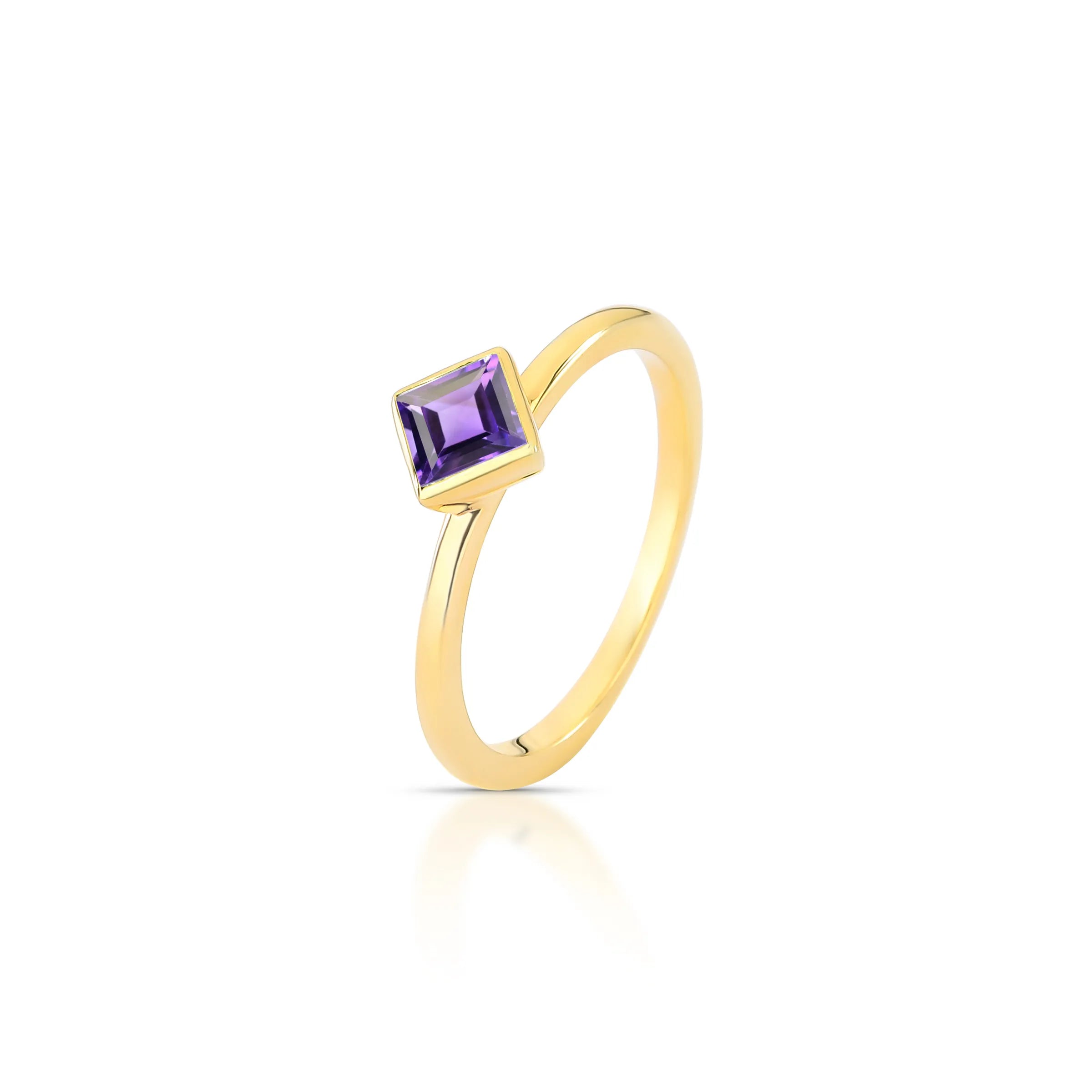 ANEL LOSANGO - LOU – Ouro 18k - AMETISTA Marine Joias