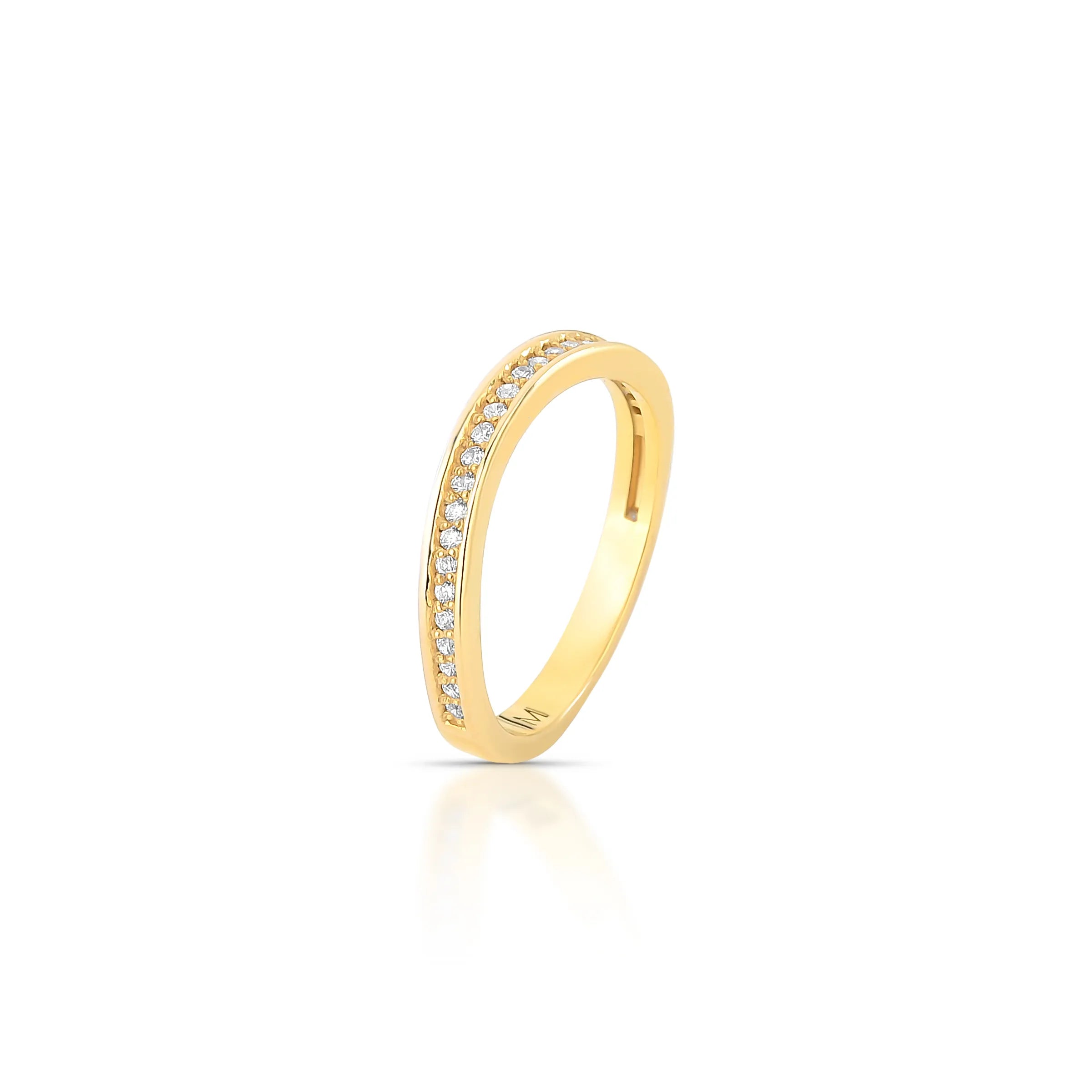 ANEL ONDULADO CRAVEJADO - LOU - OURO 18K Marine Joias