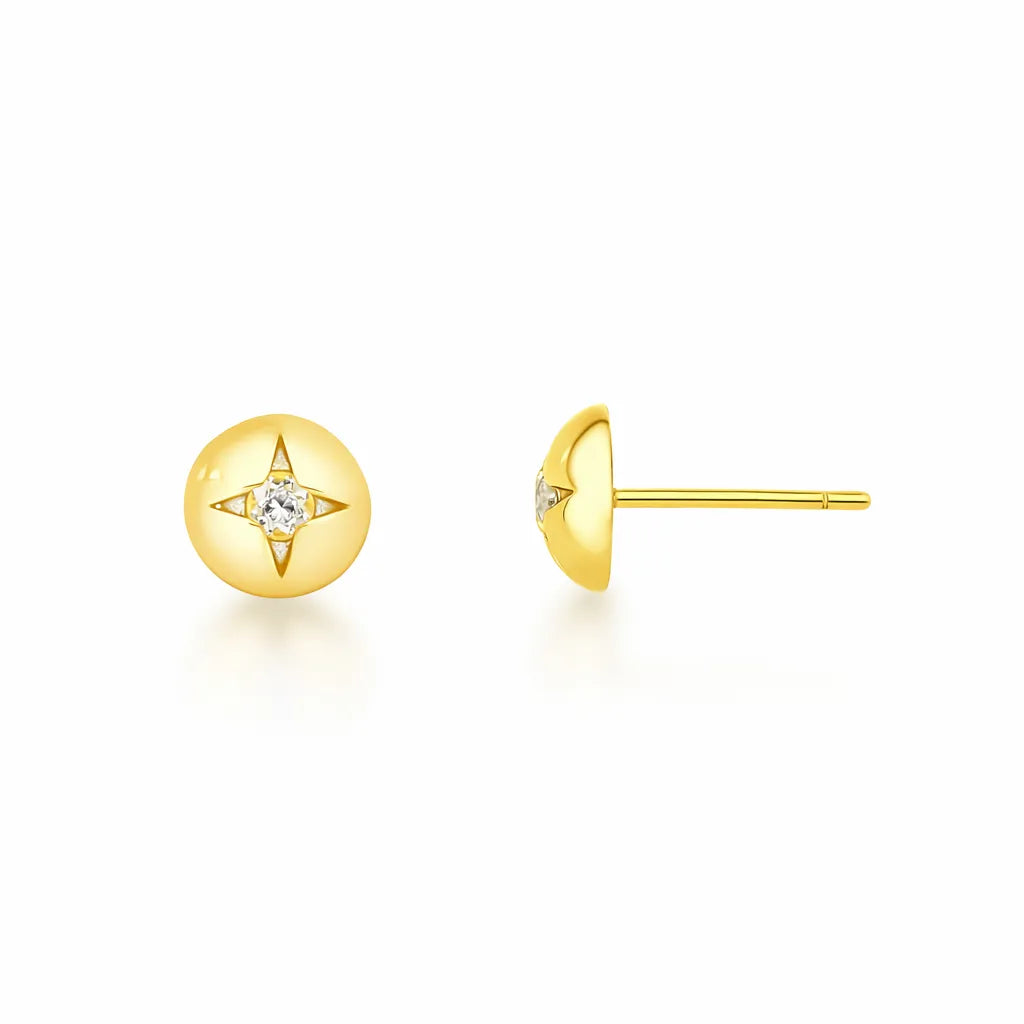BRINCO BUTTON - PRATA COM BANHO DE OURO Marine Joias