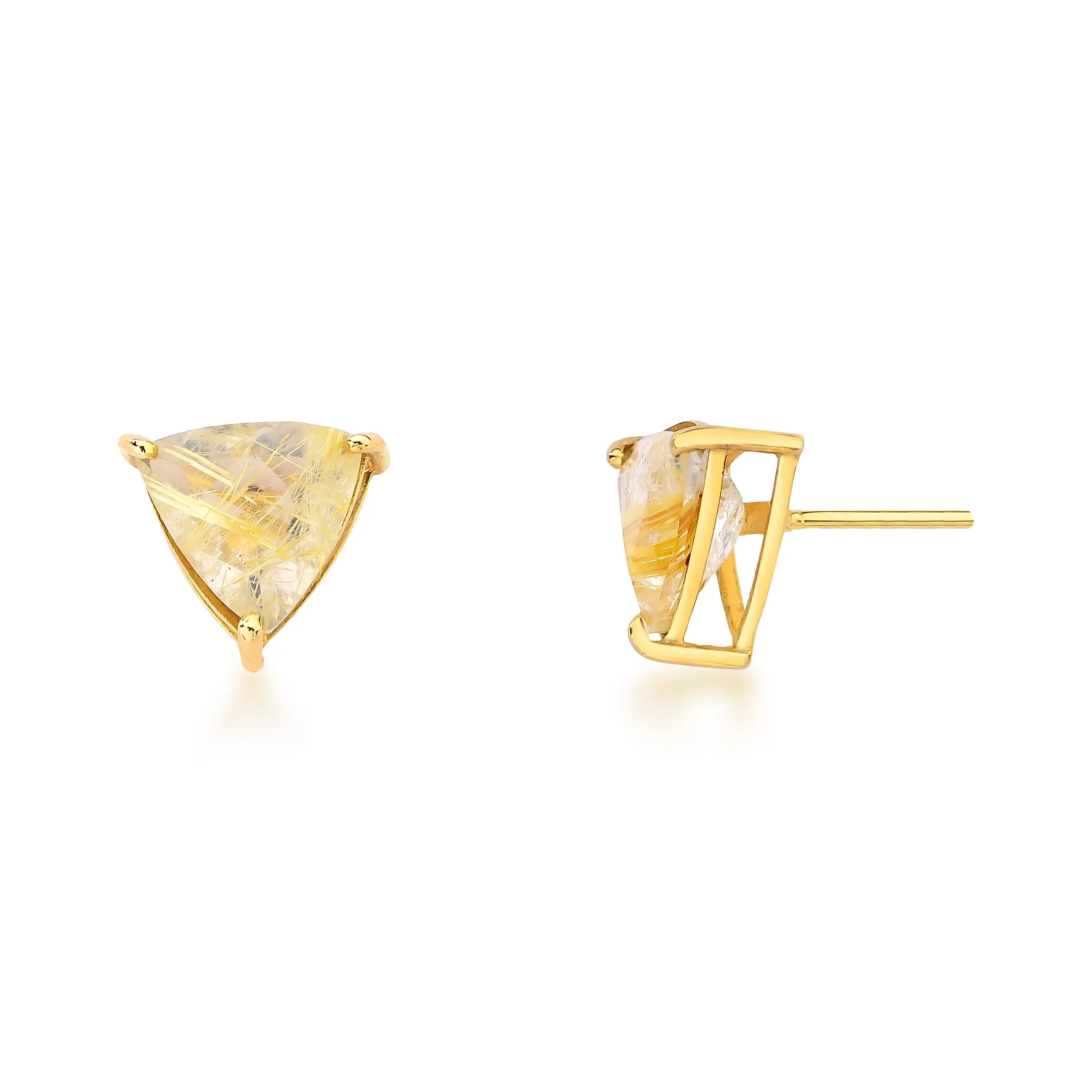 BRINCO TRILLION M - QUARTZO RUTILADO – PRATA COM BANHO DE OURO Marine Joias