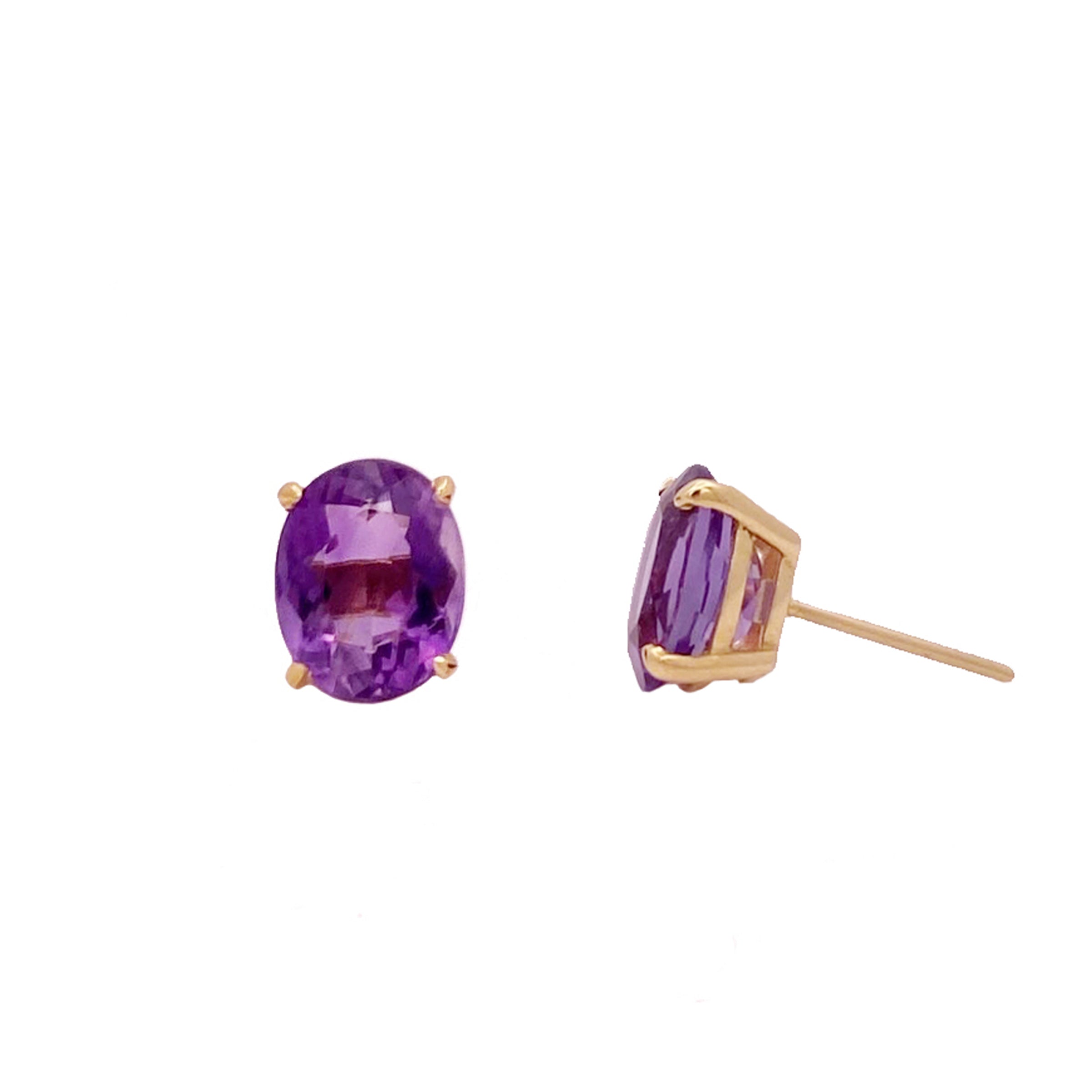 BRINCO OVAL AMETISTA - OURO 18K