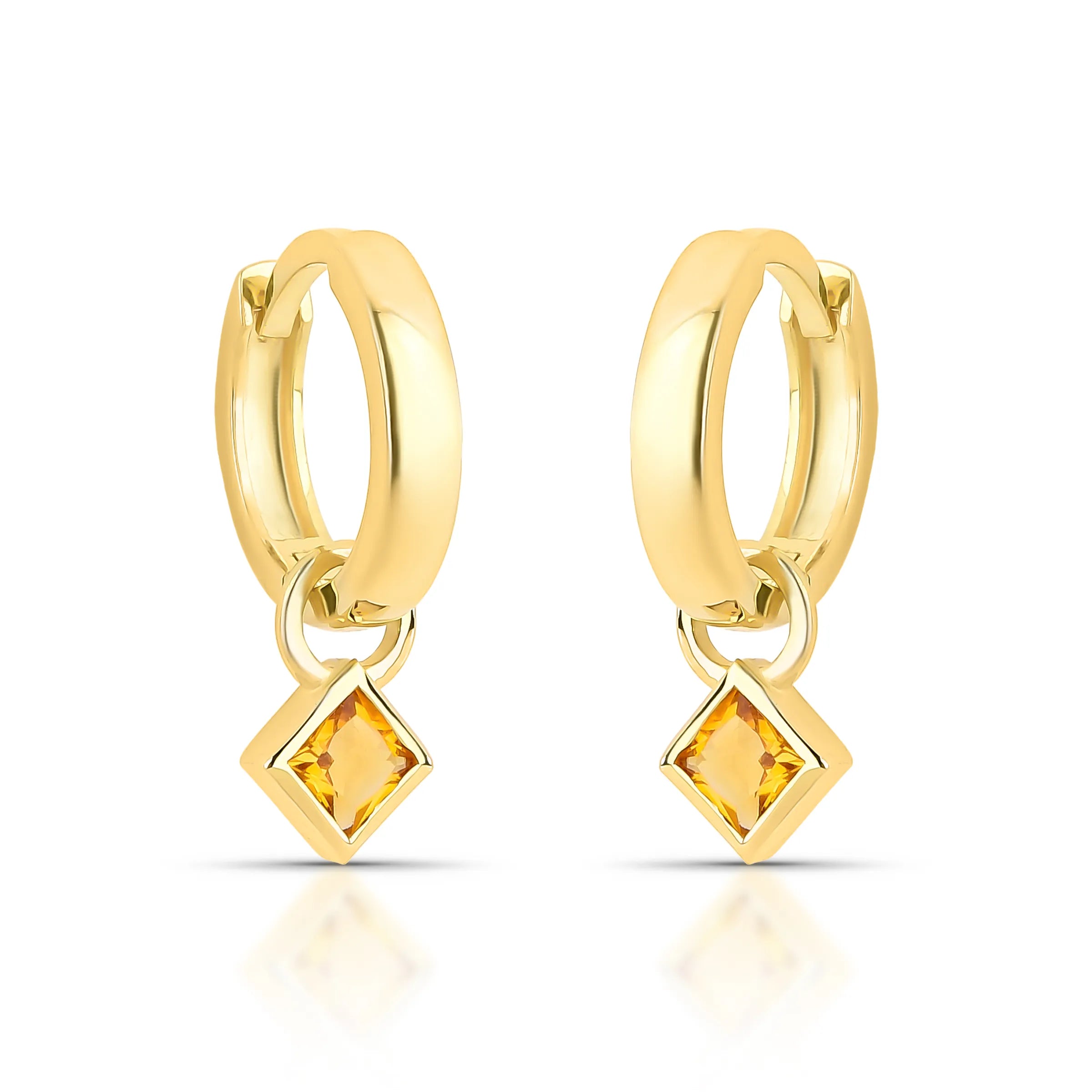 BRINCO ARGOLA LISA COM PINGENTE - LOU – Ouro 18k - CITRINO Marine Joias