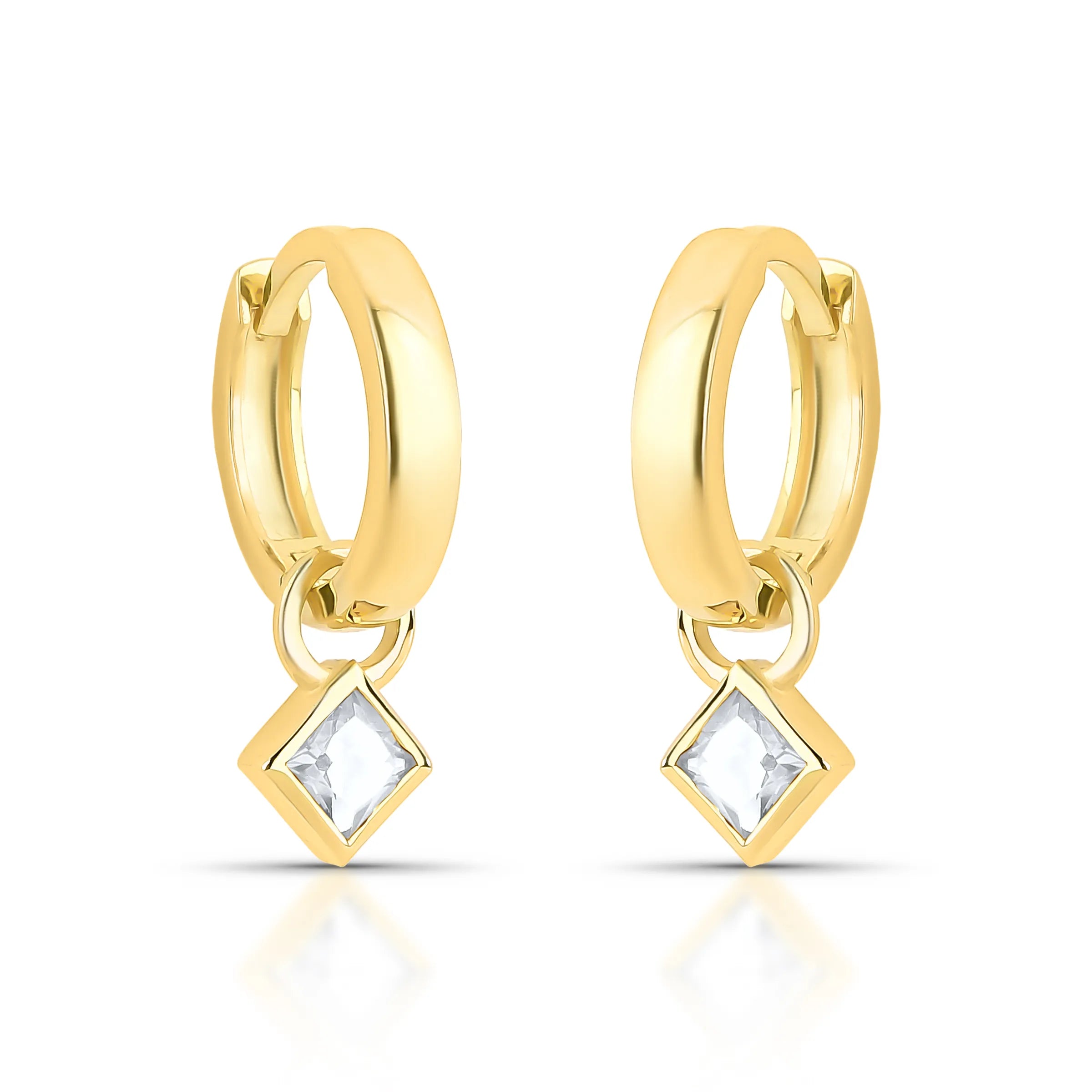 BRINCO ARGOLA LISA COM PINGENTE - LOU – Ouro 18k - MORGANITA Marine Joias