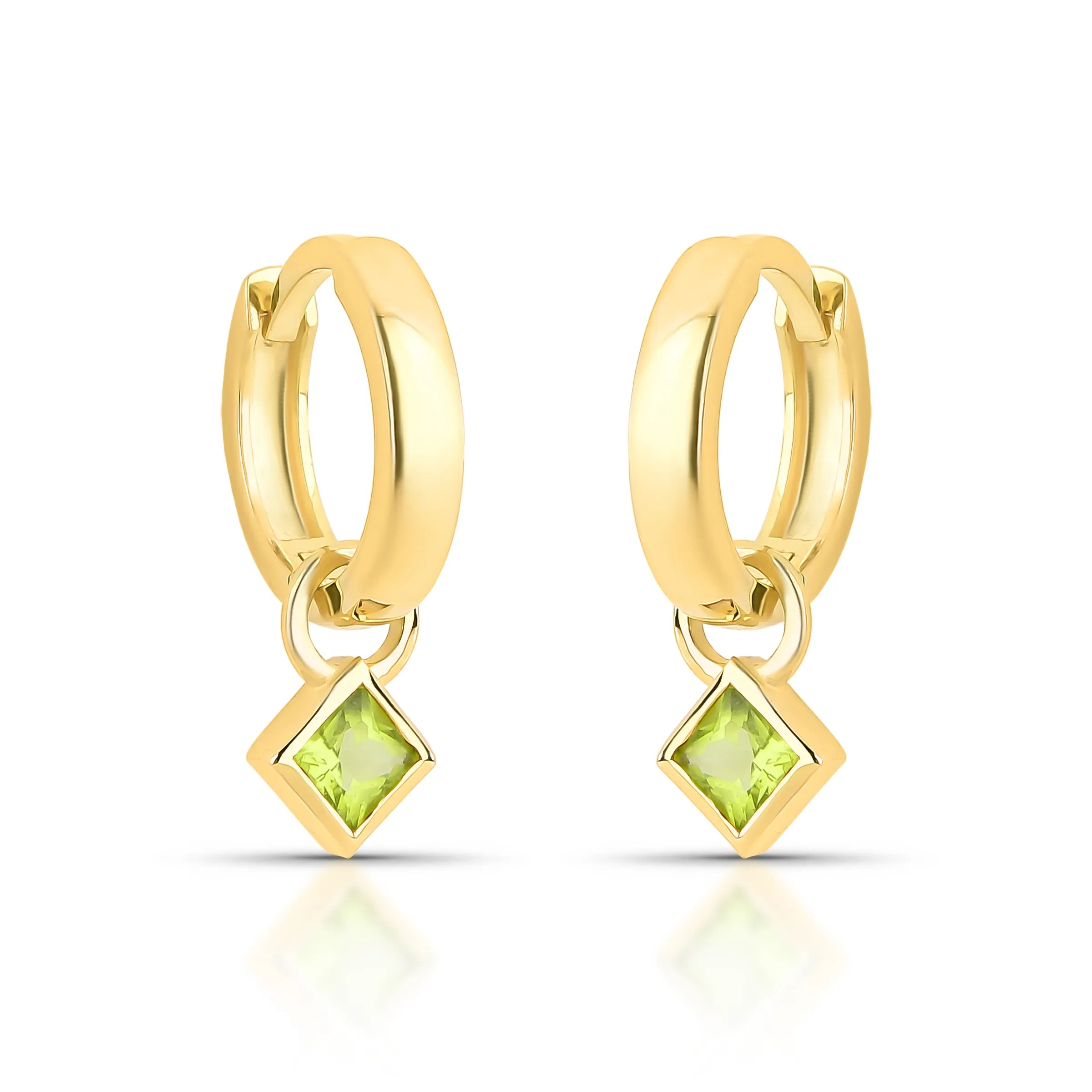 BRINCO ARGOLA LISA COM PINGENTE - LOU – Ouro 18k - PERIDOTO Marine Joias
