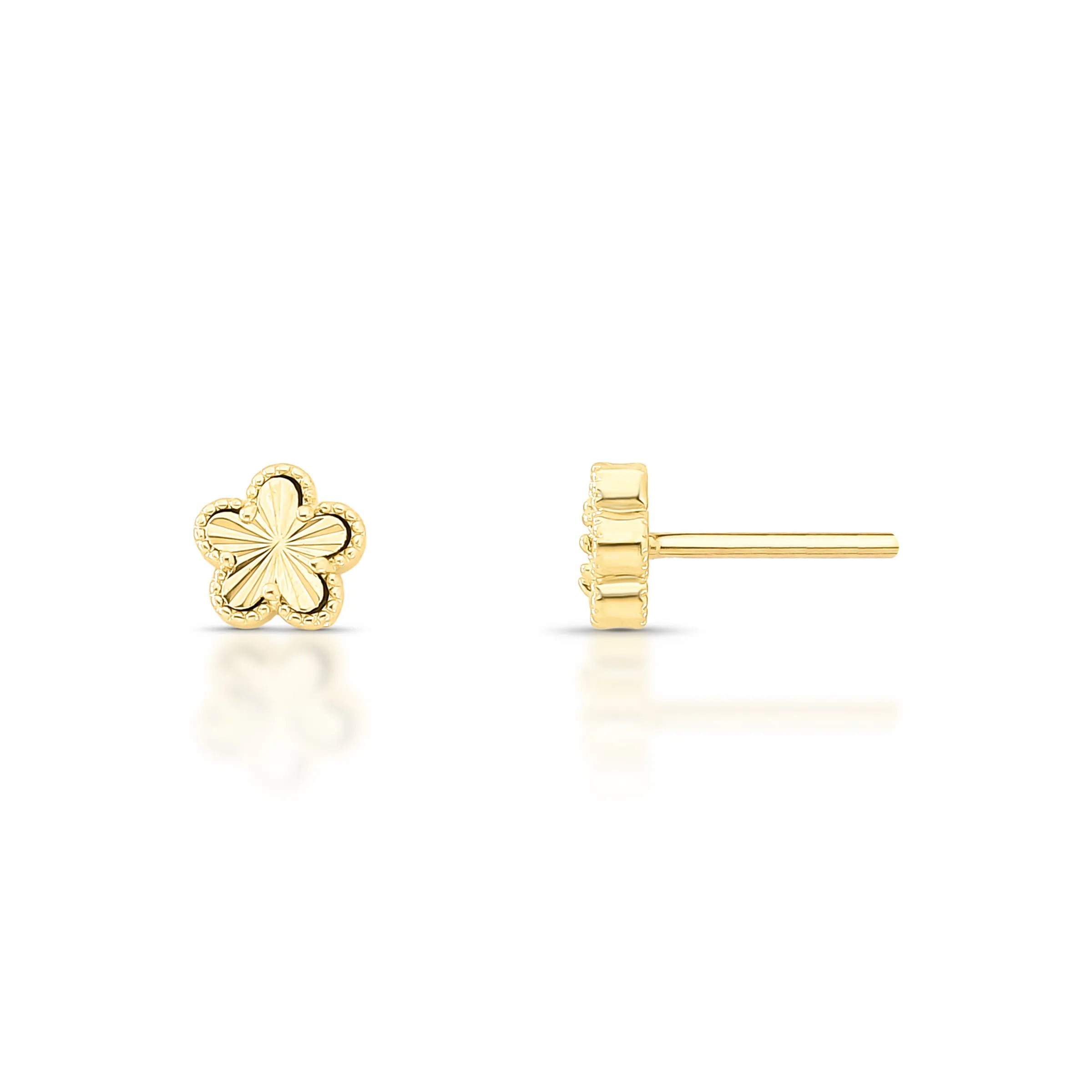 BRINCO FLOR DESENHADA -  PRATA COM BANHO DE OURO Marine Joias