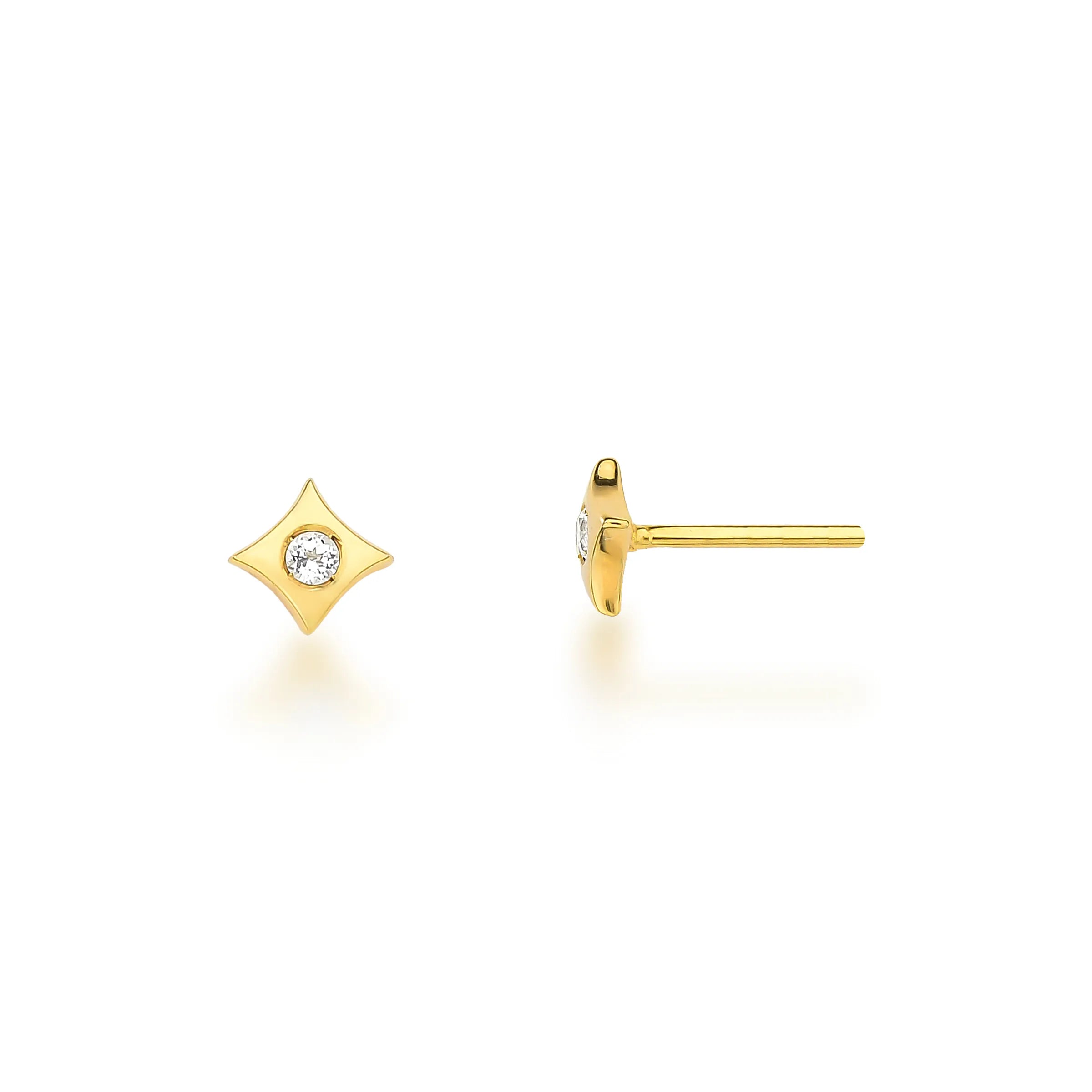 BRINCO MINI ESTRELA -  PRATA COM BANHO DE OURO Marine Joias