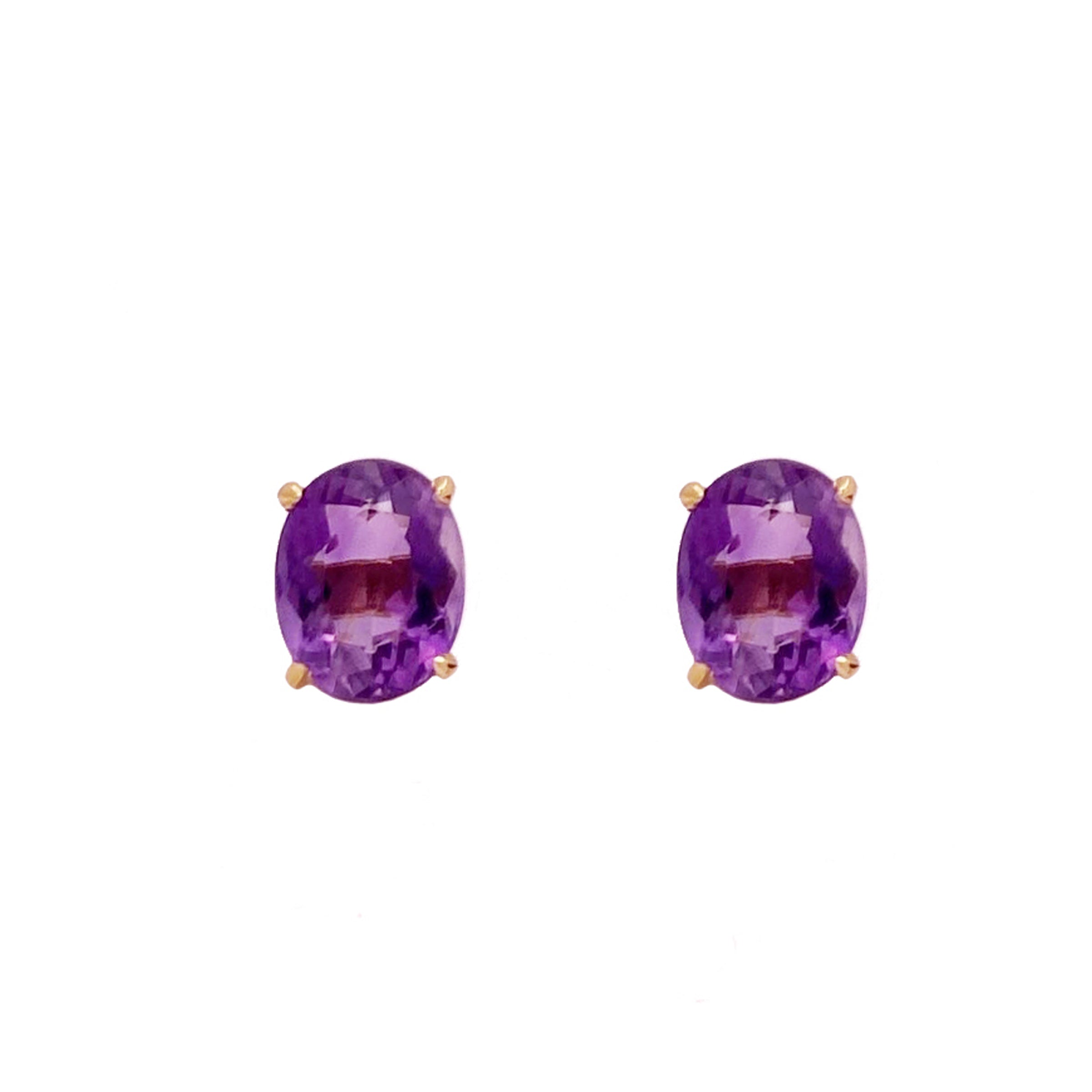 BRINCO OVAL AMETISTA - OURO 18K