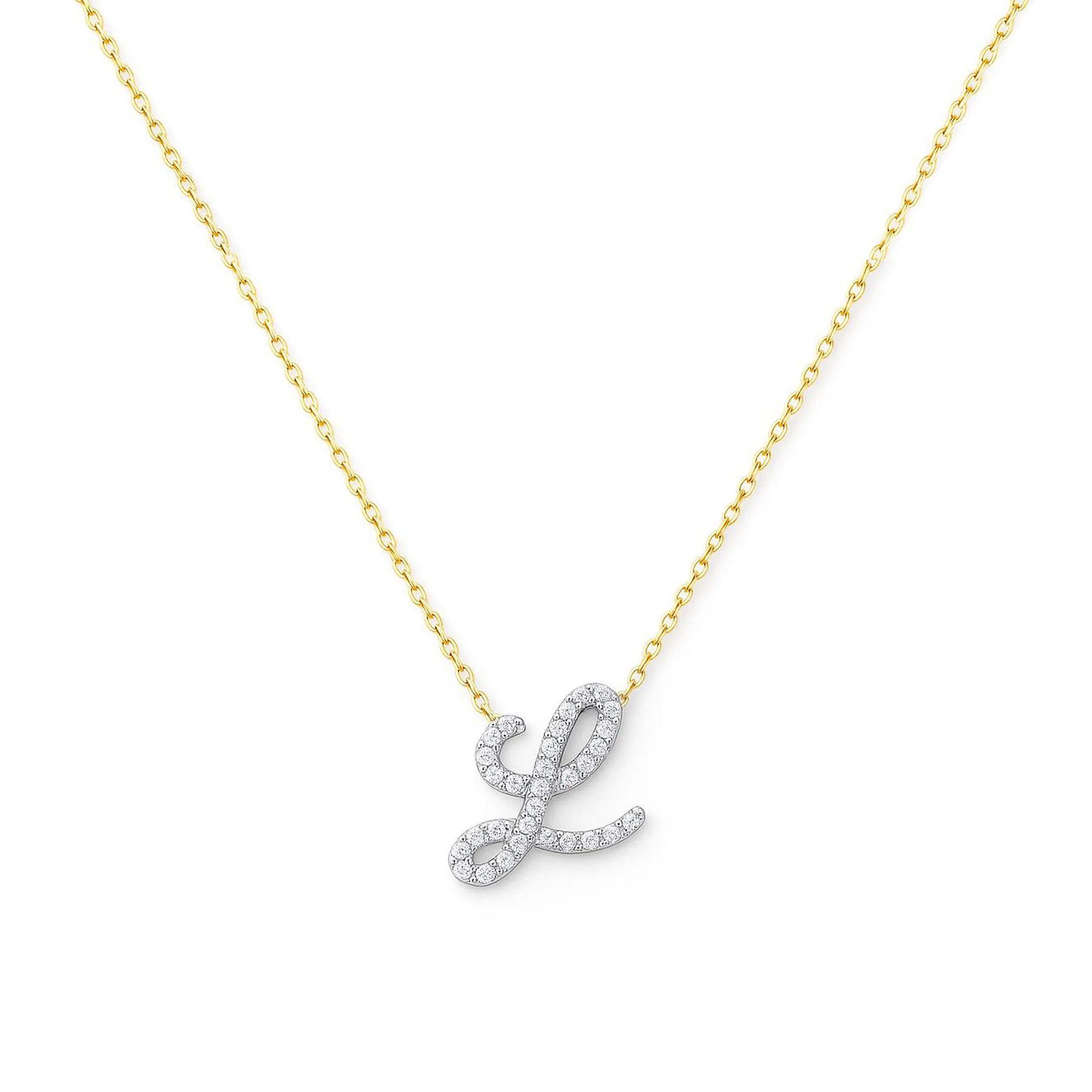 Colar 1 inicial cravejada – Ouro 18k e diamantes Marine Joias