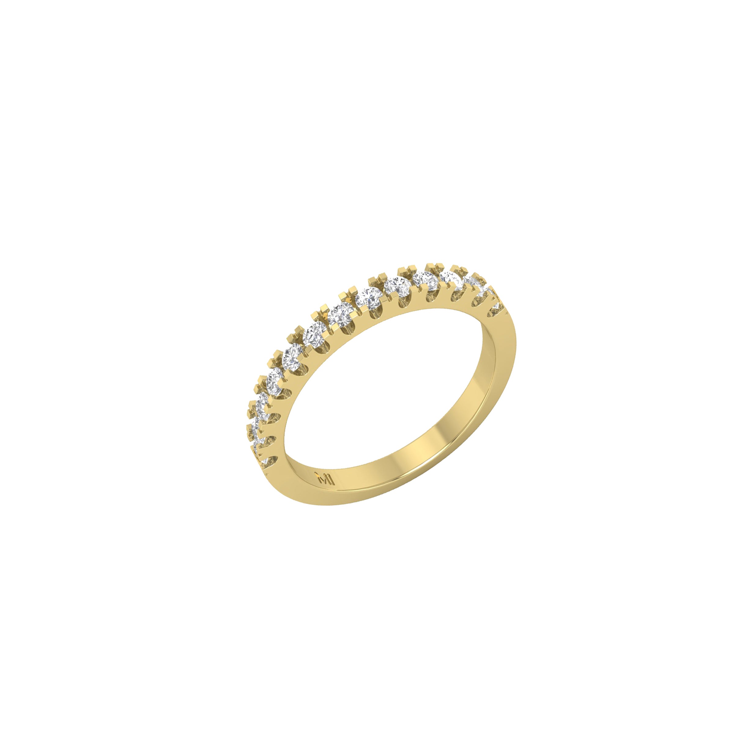 MEIA ALIANÇA- OURO 18k E TOPÁZIOS INCOLORES
