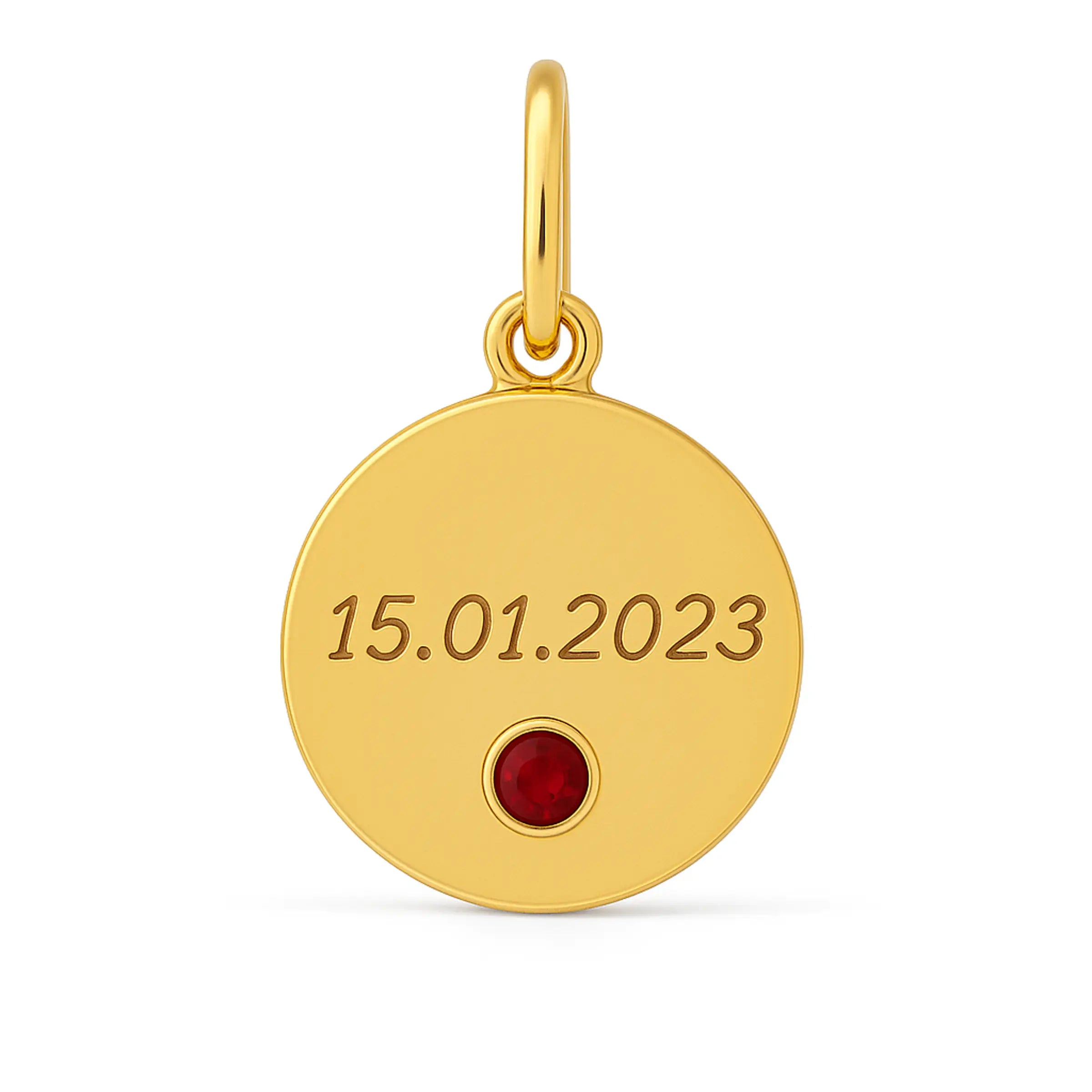 Pingente medalha pedra do aniversário – Ouro 18k