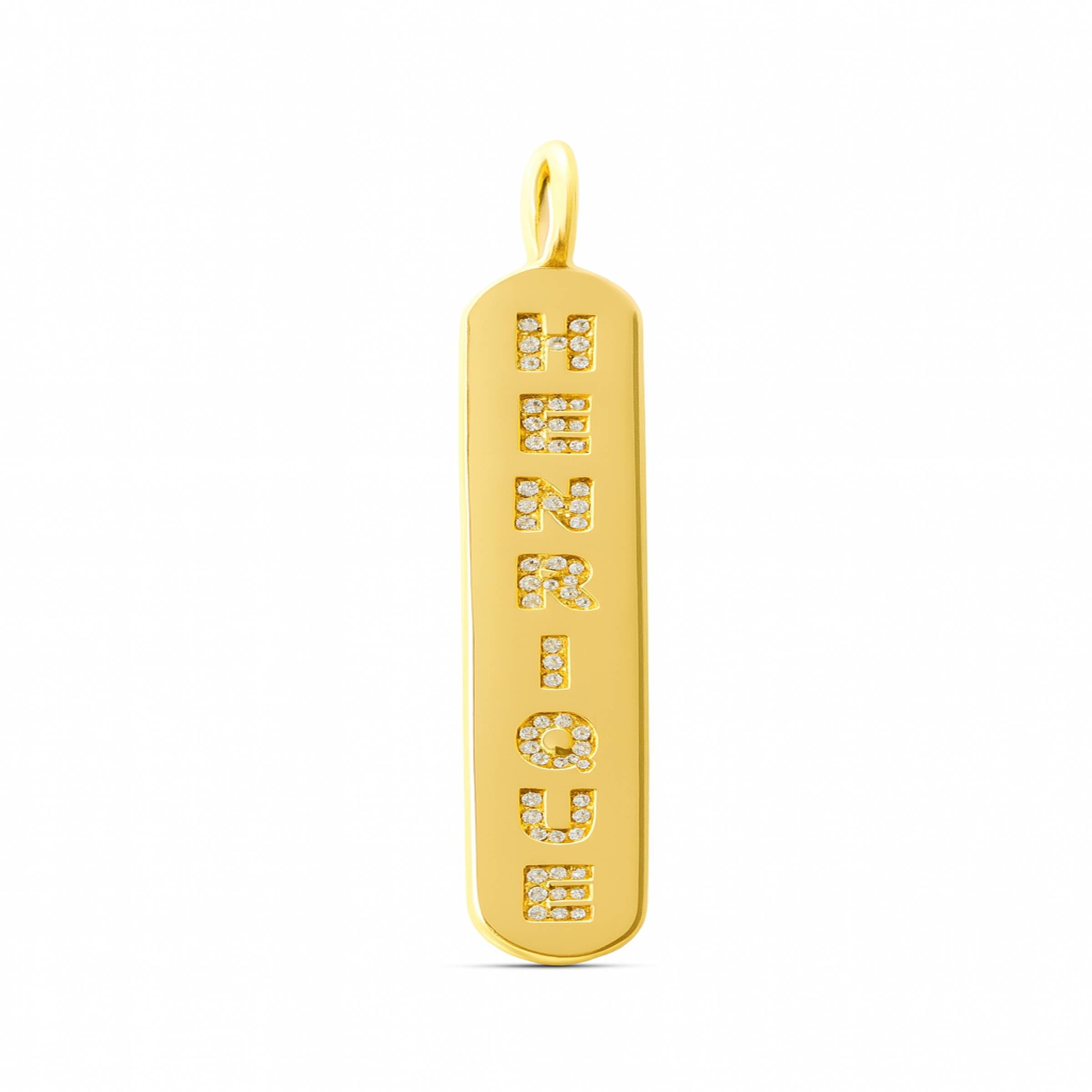 Pingente placa cravejada - Ouro 18k e diamantes