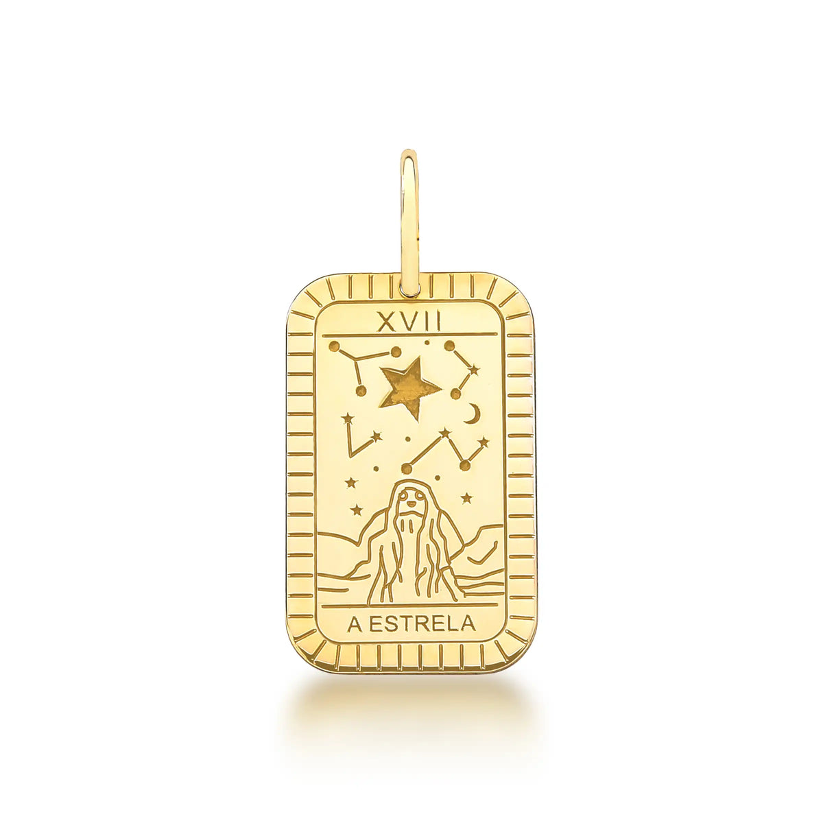 PINGENTE CARTA DE TARÔ - A ESTRELA  - PRATA COM BANHO DE OURO Marine Joias