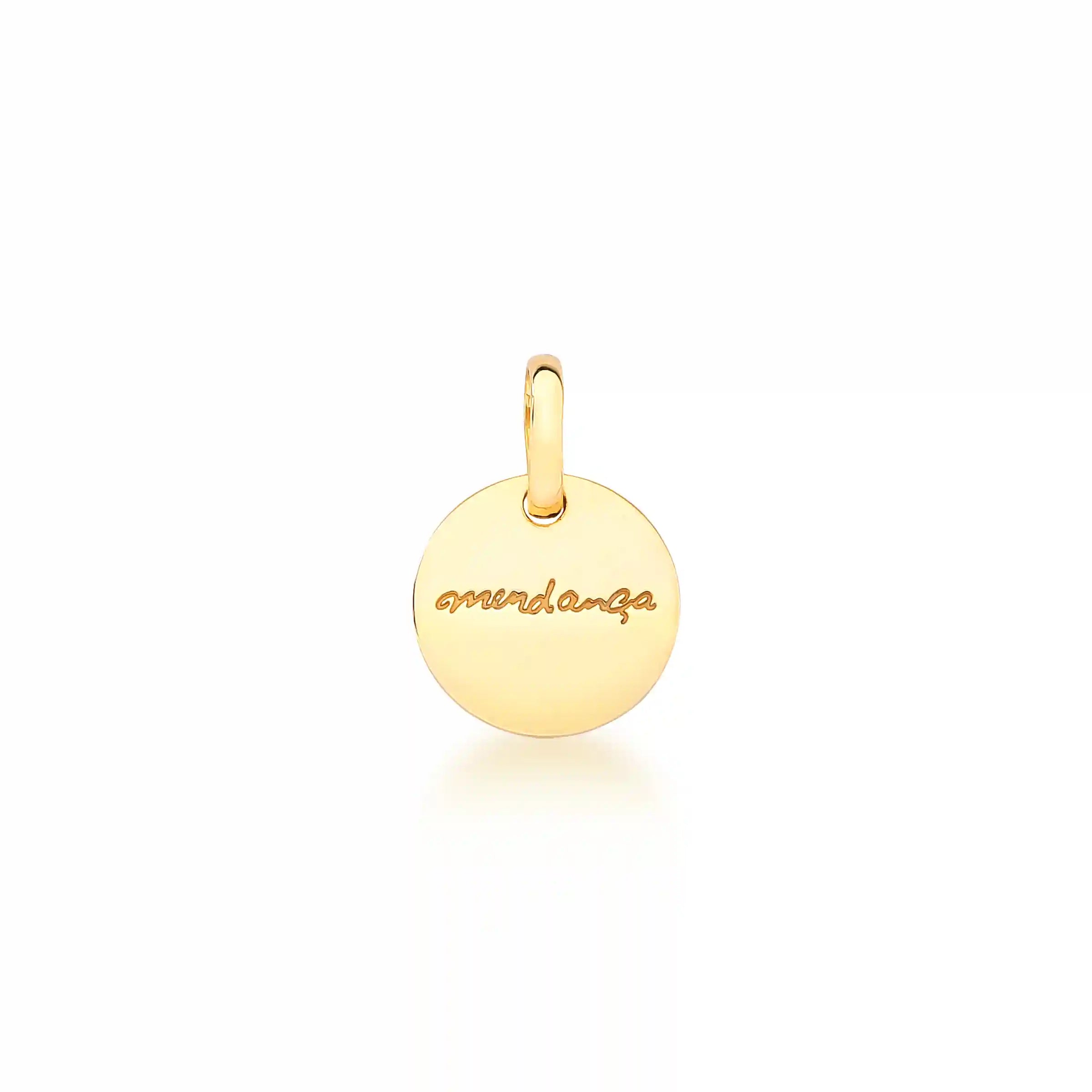 PINGENTE MEDALHA CALIGRAFIA PERSONALIZÁVEL – Ouro 18k Marine Joias