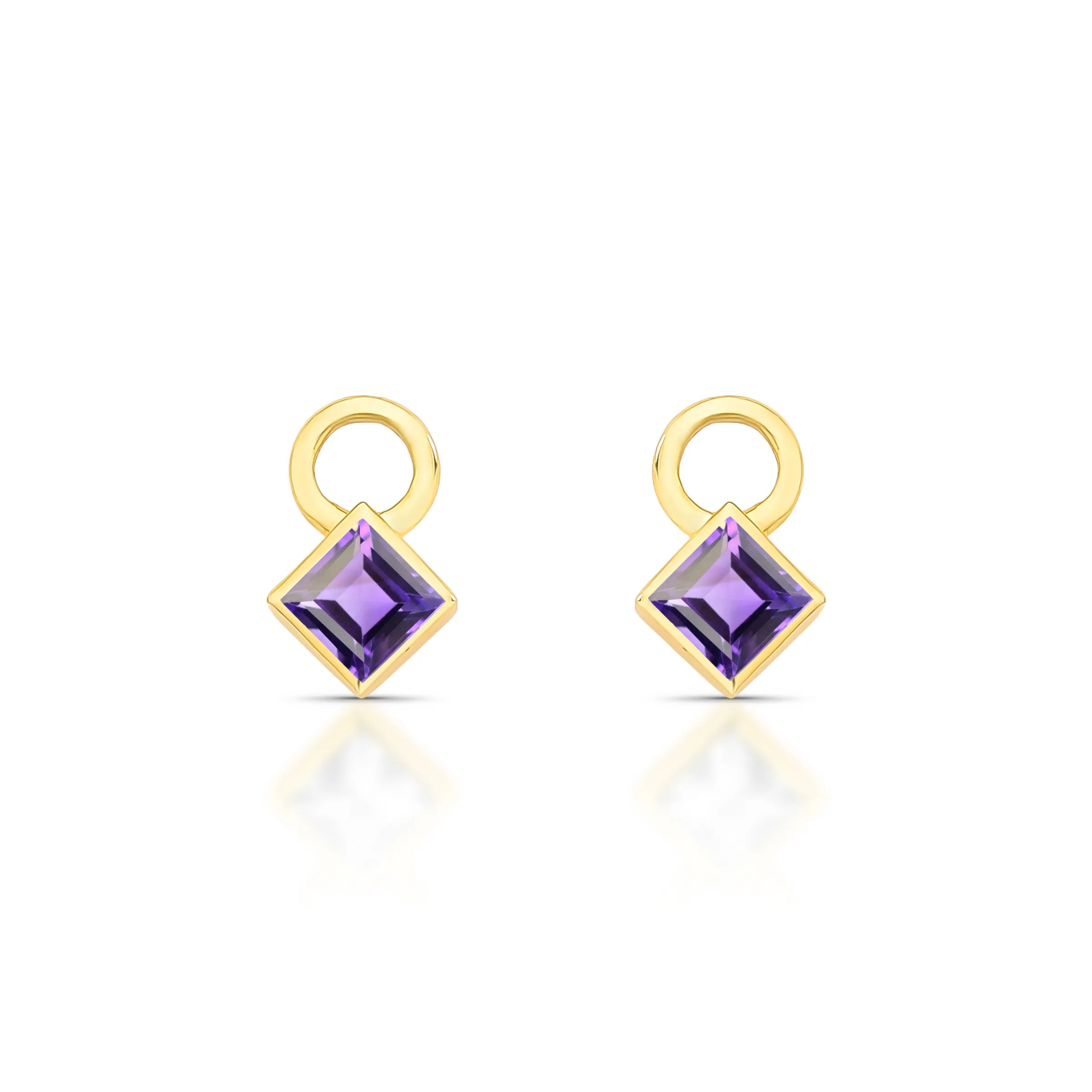 PAR DE PINGENTES PARA BRINCO ARGOLA – LOU - Ouro 18k - AMETISTA Marine Joias