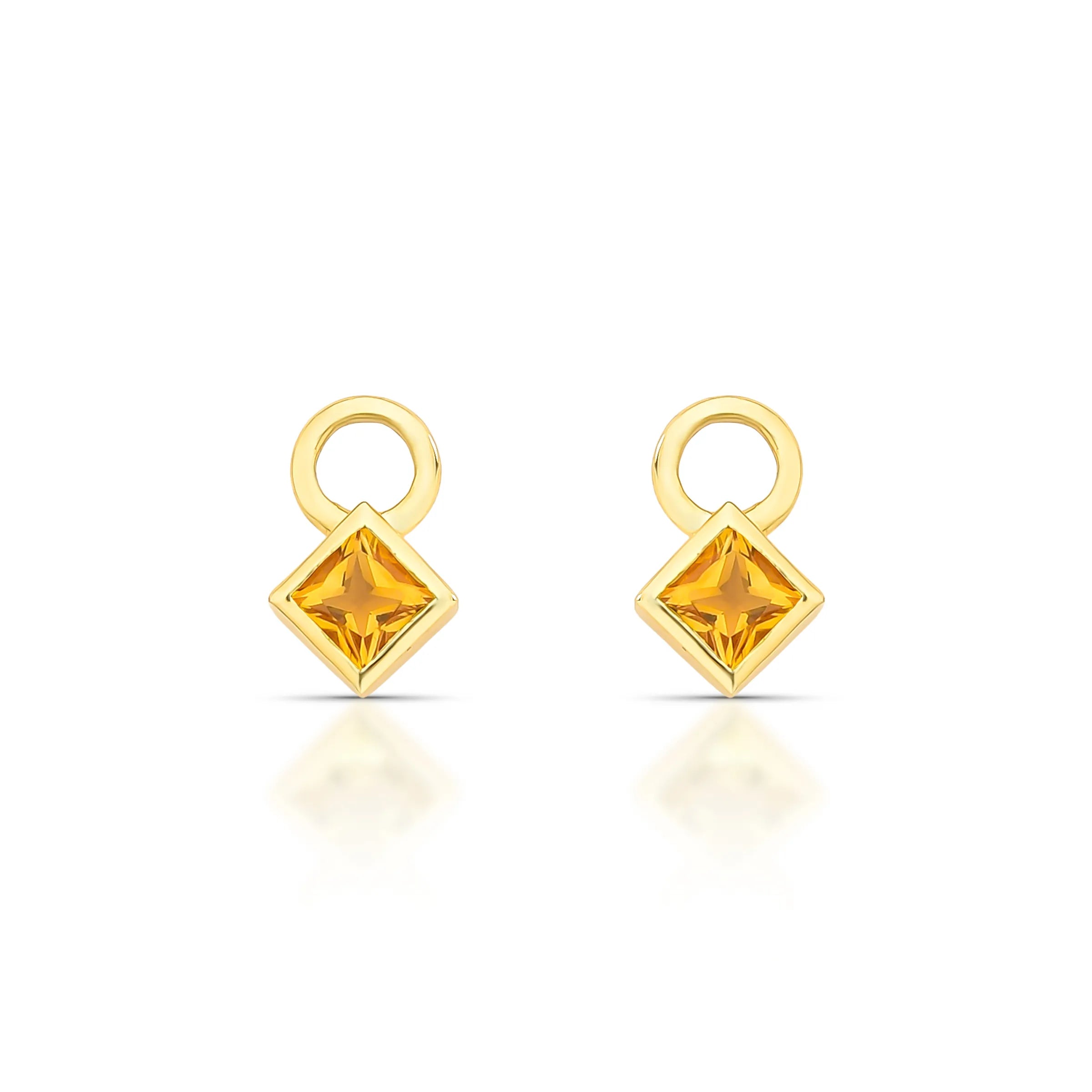 LOU - PAR DE PINGENTES PARA BRINCO ARGOLA – Ouro 18k - CITRINO Marine Joias