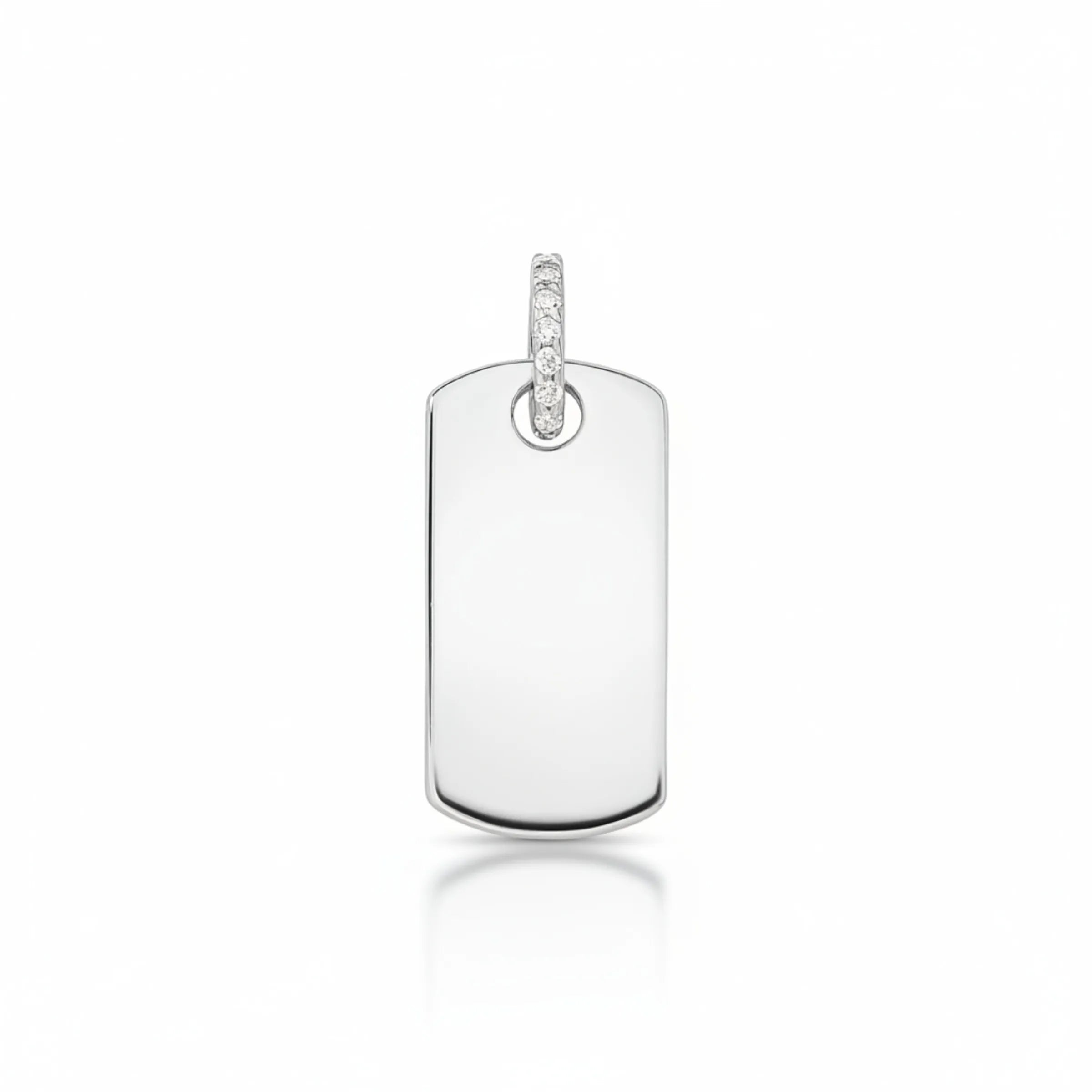 PINGENTE PLACA COM ARGOLA CRAVEJADA - Prata 925 Marine Joias