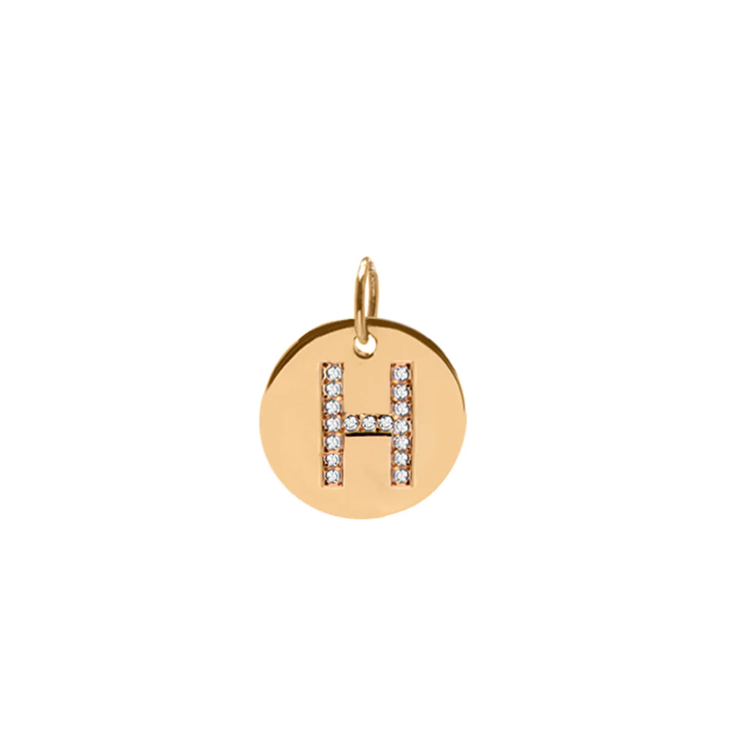 PINGENTE MEDALHA INICIAL DE DIAMANTES - OURO 18k